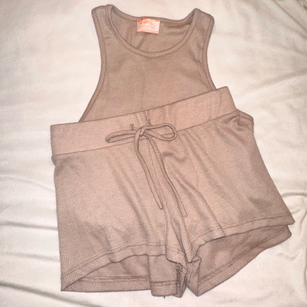Wishful thinking waffle short set. Like new.